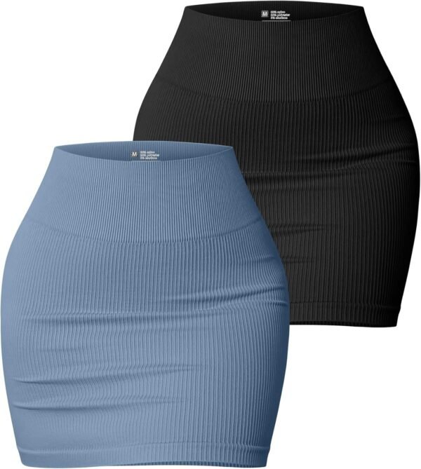 Women's 2 Piece Skirts Basic Versatile Stretchy Ribbed Casual High Waist Mini Skirt