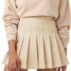 Women's Girl High Waisted Pleated Tennis Skirt School A-Line Skater Skirts with Lining Shorts
