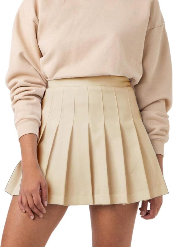 Women's Girl High Waisted Pleated Tennis Skirt School A-Line Skater Skirts with Lining Shorts