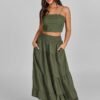 Women Summer Maxi Skirt Elastic High Waist Flowy Boho Casual Tiered Aline Long Beach Skirts 2024 Trendy Outfits