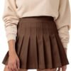 Women's Girl High Waisted Pleated Tennis Skirt School A-Line Skater Skirts with Lining Shorts