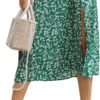 Women's Boho Floral High Waist Split A Line Midi Skirt