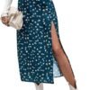 Women's Boho Floral High Waist Split A Line Midi Skirt