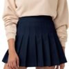 Women's Girl High Waisted Pleated Tennis Skirt School A-Line Skater Skirts with Lining Shorts