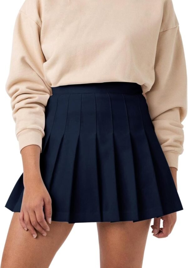 Women's Girl High Waisted Pleated Tennis Skirt School A-Line Skater Skirts with Lining Shorts