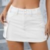 Low Waist Skirt Women Button Mini Denim Skirt with Pocket Mini Skirt