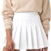 Women's Girl High Waisted Pleated Tennis Skirt School A-Line Skater Skirts with Lining Shorts