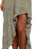 Women 2024 Summer Spring Boho Long Skirts Dress Floral Print Elastic Waist Split Ruffle High Low Beach Maxi Skirt