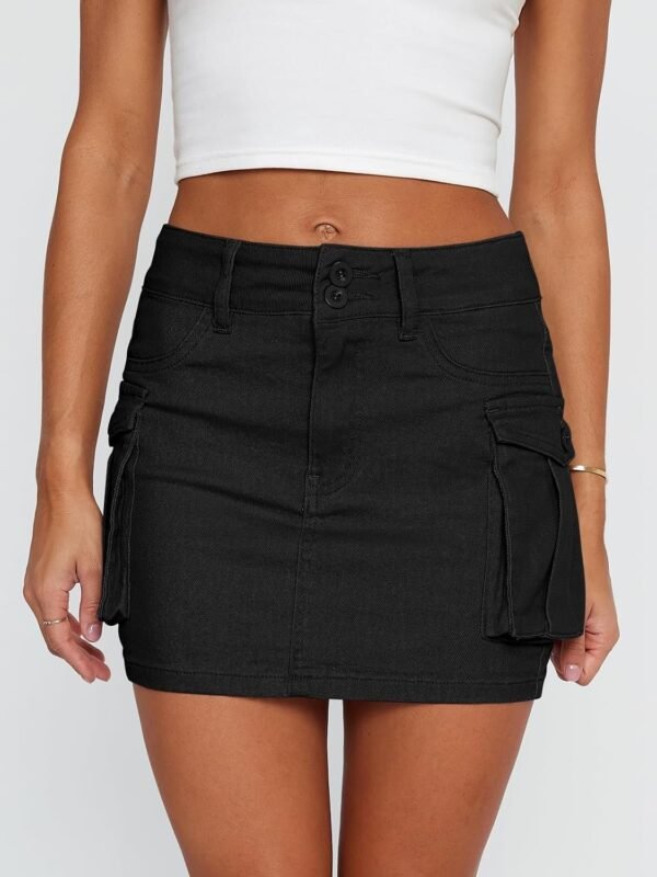 Women Mini Skirt Denim Jean Dress with Pocket