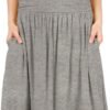 Skirts for Women Regular and Plus Size Skirt with Pockets Below The Knee Length Ruched Flowy Midi Skirt