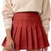 Women's Girl High Waisted Pleated Tennis Skirt School A-Line Skater Skirts with Lining Shorts