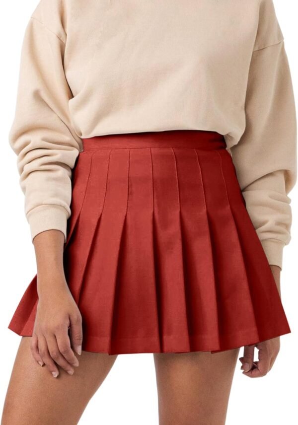 Women's Girl High Waisted Pleated Tennis Skirt School A-Line Skater Skirts with Lining Shorts
