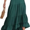 Women Summer Maxi Skirt Elastic High Waist Flowy Boho Casual Tiered Aline Long Beach Skirts 2024 Trendy Outfits