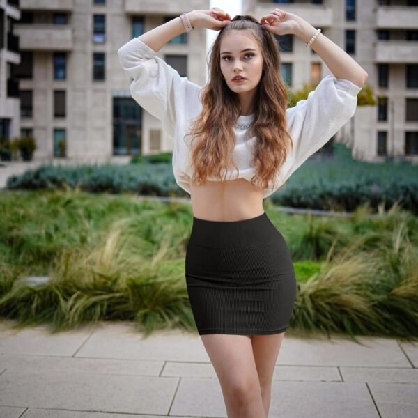 Women's 2 Piece Skirts Basic Versatile Stretchy Ribbed Casual High Waist Mini Skirt