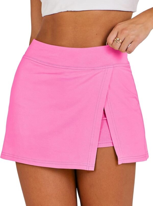 Women's 2024 Summer Mini Skirt Tennis Athletic Inner Shorts Side Slit Workout Golf Bodycon Casual Skorts Clothes