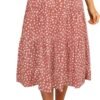 Women's Boho Leopard Print Skirt Pleated A-Line Swing Midi Skirts