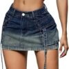 Skirt Women y2k Button Mini Jeans Skirt Denim Skirt with Pocket Low Waist