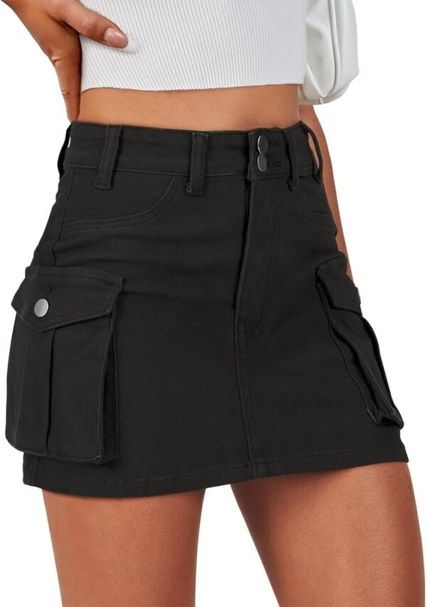 Skirt Women Button Mini Skirt with Pocket Y2k Bodycon 2024 Trendy Denim Jean Short Skirts