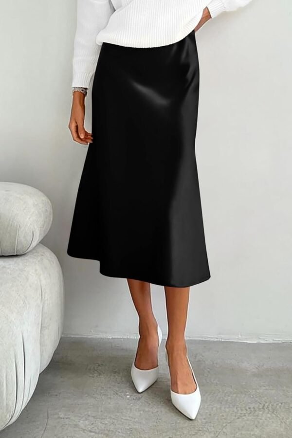 Women's 2024 Summer High Waisted Ruffle A Line Silk Skirts