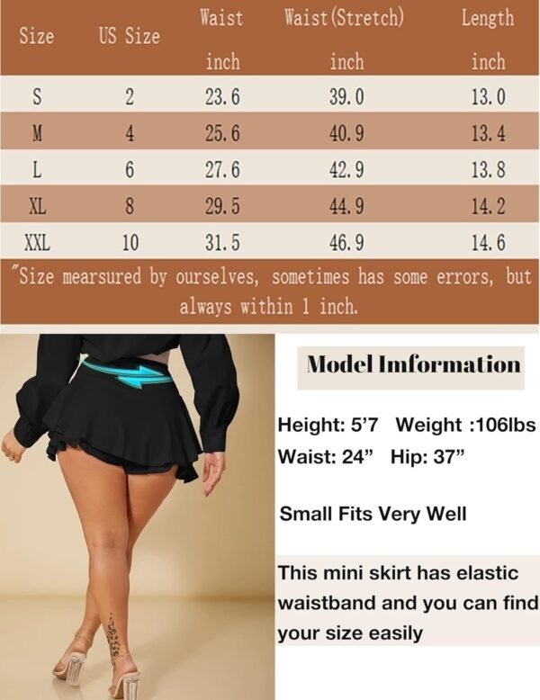 Mini Skirt for Women Sexy Solid Ruffle Trim Lingerie Skirt Short High Waist Two Layer Hem Skirt