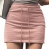 Women's Drawstring Waist Bodycon Skirt Skinny Mini Length Casual Plain Skirts