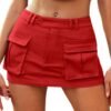 Women's Low Waist Mini Skirt Y2K, High-Stretch Bodycon Button Denim Skirt with Pockets
