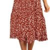 Women's Boho Leopard Print Skirt Pleated A-Line Swing Midi Skirts