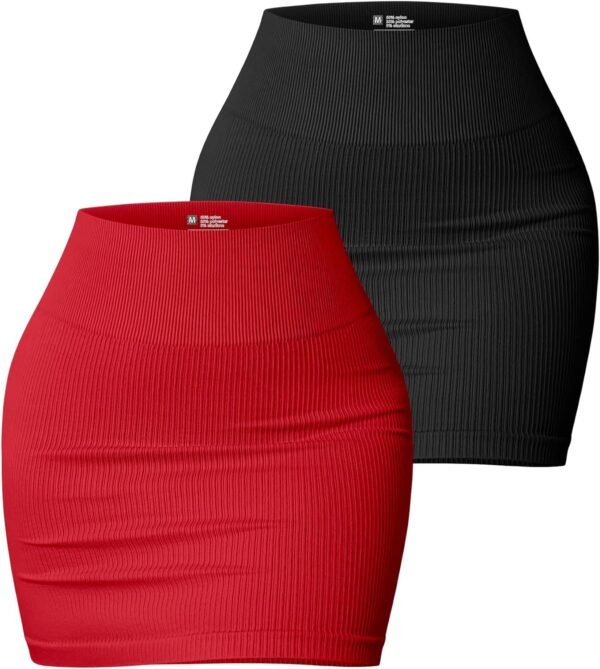 Women's 2 Piece Skirts Basic Versatile Stretchy Ribbed Casual High Waist Mini Skirt