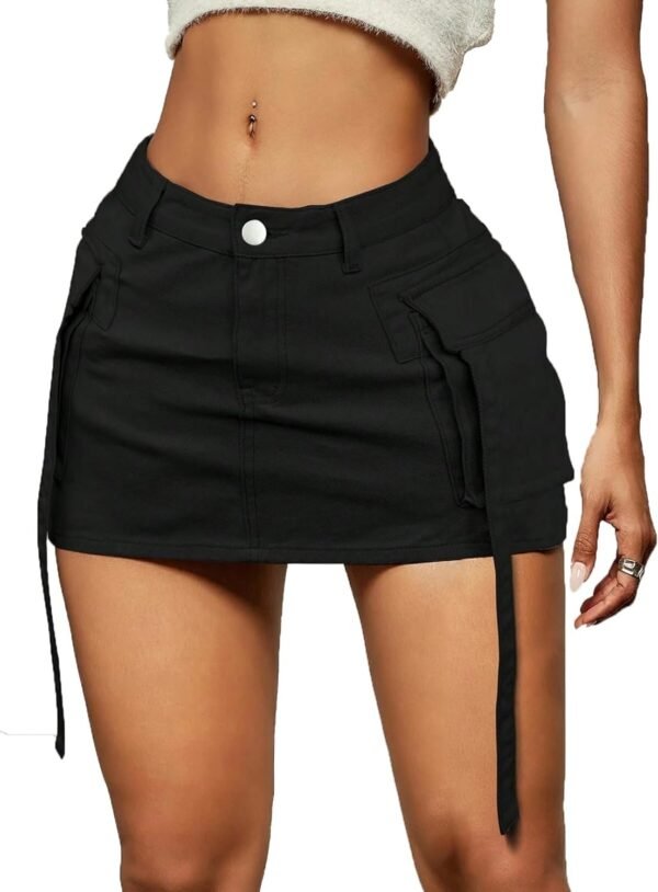 Skirt Women y2k Button Mini Jeans Skirt Denim Skirt with Pocket Low Waist