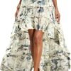 Women 2024 Summer Spring Boho Long Skirts Dress Floral Print Elastic Waist Split Ruffle High Low Beach Maxi Skirt