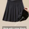 Women's Girl High Waisted Pleated Tennis Skirt School A-Line Skater Skirts with Lining Shorts