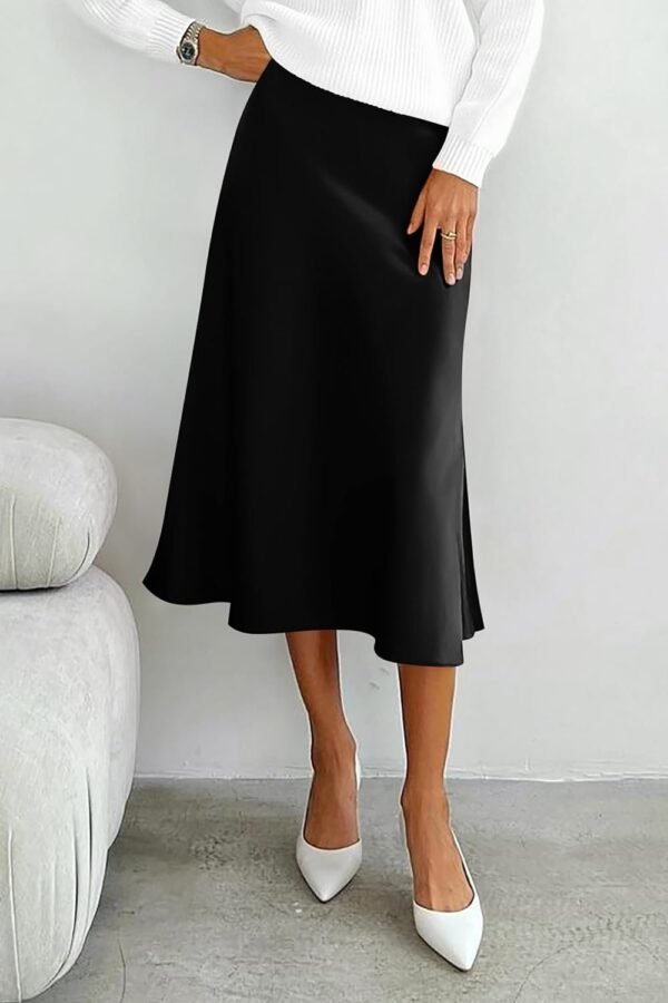 Women's 2024 Summer High Waisted Ruffle A Line Silk Skirts