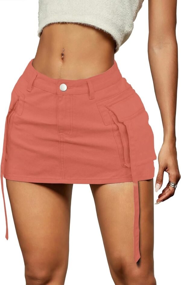 Skirt Women y2k Button Mini Jeans Skirt Denim Skirt with Pocket Low Waist