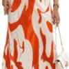 Women's High Waist Graphic Print A Line Pleated Long Skirt