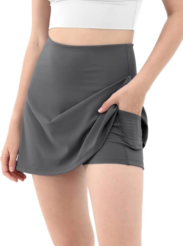 Women's Athletic Tennis Skorts with Pockets Built-in Shorts Golf Active Skirts for Sports Running Gym Training