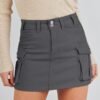 Skirt Women Button Mini Skirt with Pocket Y2k Bodycon 2024 Trendy Denim Jean Short Skirts