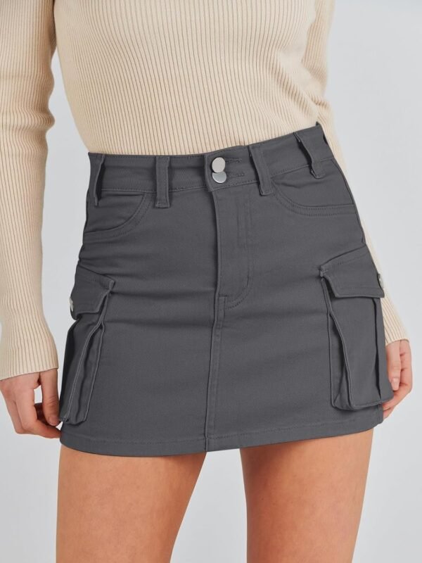 Skirt Women Button Mini Skirt with Pocket Y2k Bodycon 2024 Trendy Denim Jean Short Skirts