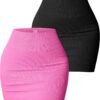 Women's 2 Piece Skirts Basic Versatile Stretchy Ribbed Casual High Waist Mini Skirt