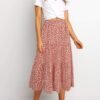 Women's Boho Leopard Print Skirt Pleated A-Line Swing Midi Skirts