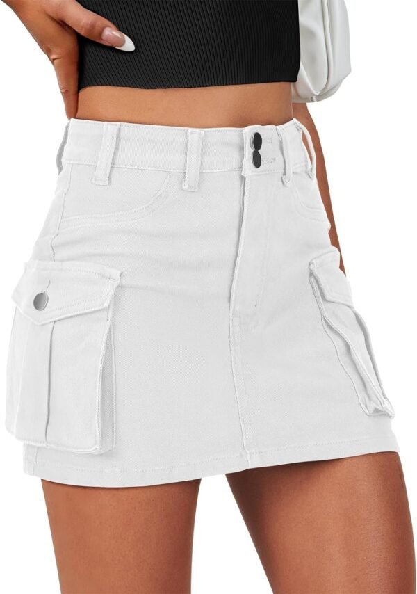 Skirt Women Button Mini Skirt with Pocket Y2k Bodycon 2024 Trendy Denim Jean Short Skirts