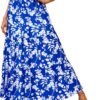 Women's 2024 Spring Summer High Waist Boho Floral Maxi Skirt Casual Flowy Swing Pleated A Line Beach Long Skirts