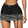 Skirt Women y2k Button Mini Jeans Skirt Denim Skirt with Pocket Low Waist