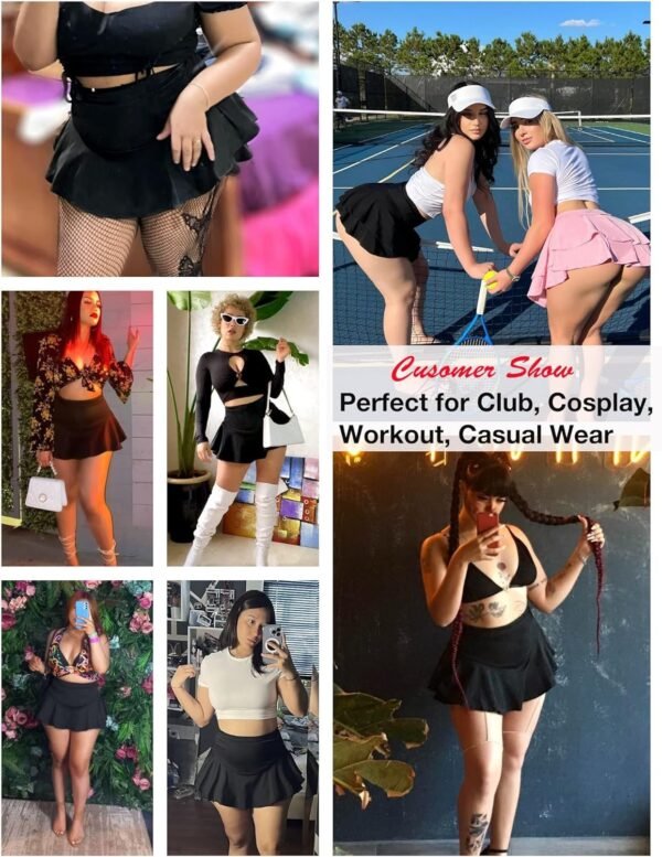 Mini Skirt for Women Sexy Solid Ruffle Trim Lingerie Skirt Short High Waist Two Layer Hem Skirt