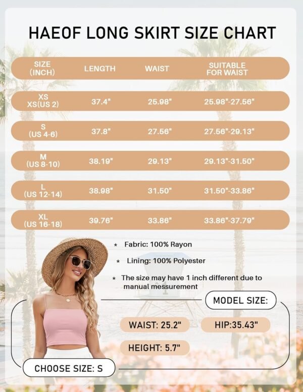 Women's 2024 Summer High Waist Flowy Maxi Skirt High Slit A Line Beach Boho Long Skirts with Pockets