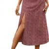 Women's Boho Floral High Waist Split A Line Midi Skirt