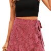 Women's Summer Wrap Floral High Waist Ruffle Short Mini Skirts