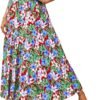 Women's 2024 Spring Summer High Waist Boho Floral Maxi Skirt Casual Flowy Swing Pleated A Line Beach Long Skirts