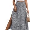 Women's Casual High Waist Floral Print Skirt Split Thigh A Line Maxi Skirts