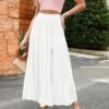 Women's 2024 Summer High Waist Flowy Maxi Skirt High Slit A Line Beach Boho Long Skirts with Pockets