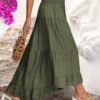 Women Summer Maxi Skirt Elastic High Waist Flowy Boho Casual Tiered Aline Long Beach Skirts 2024 Trendy Outfits